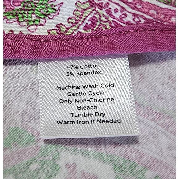 TALBOTS Women 10 Cropped Pants Paisley Pink Green Side Zip Cotton Blend 32 x 23 - Picture 8 of 8